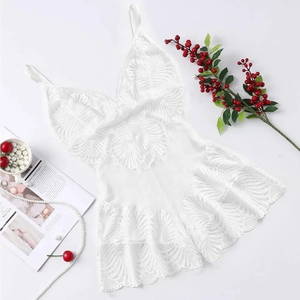 Sexy One Piece Floral Lace Mini Teddy Nightwear Bo - Picture 4 of 5